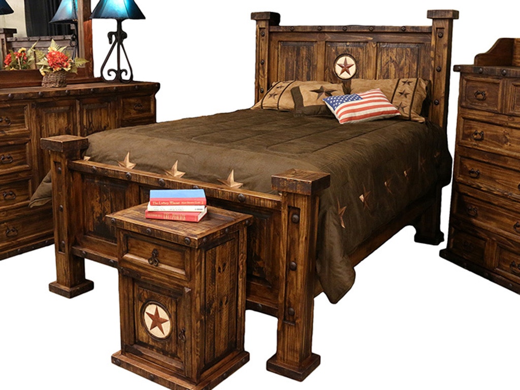 Rusticos Sierra Bedroom King Oasis Bed with Marble Star LR CAM10012XM